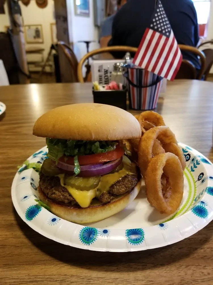 Bacon Double Cheeseburger with Onion Rings