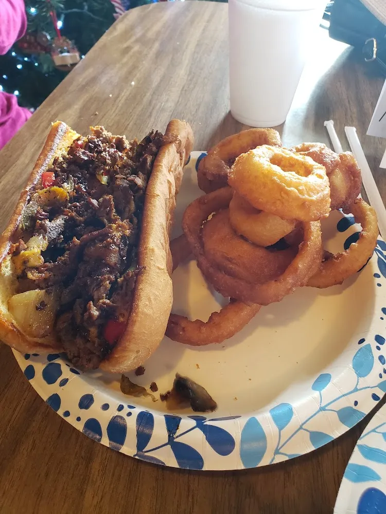 Philly Cheese Steak with Onion Rings